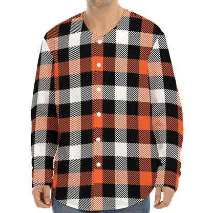 Halloween Buffalo Plaid Pattern Print Long Sleeve Baseball Jersey