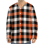 Halloween Buffalo Plaid Pattern Print Long Sleeve Baseball Jersey