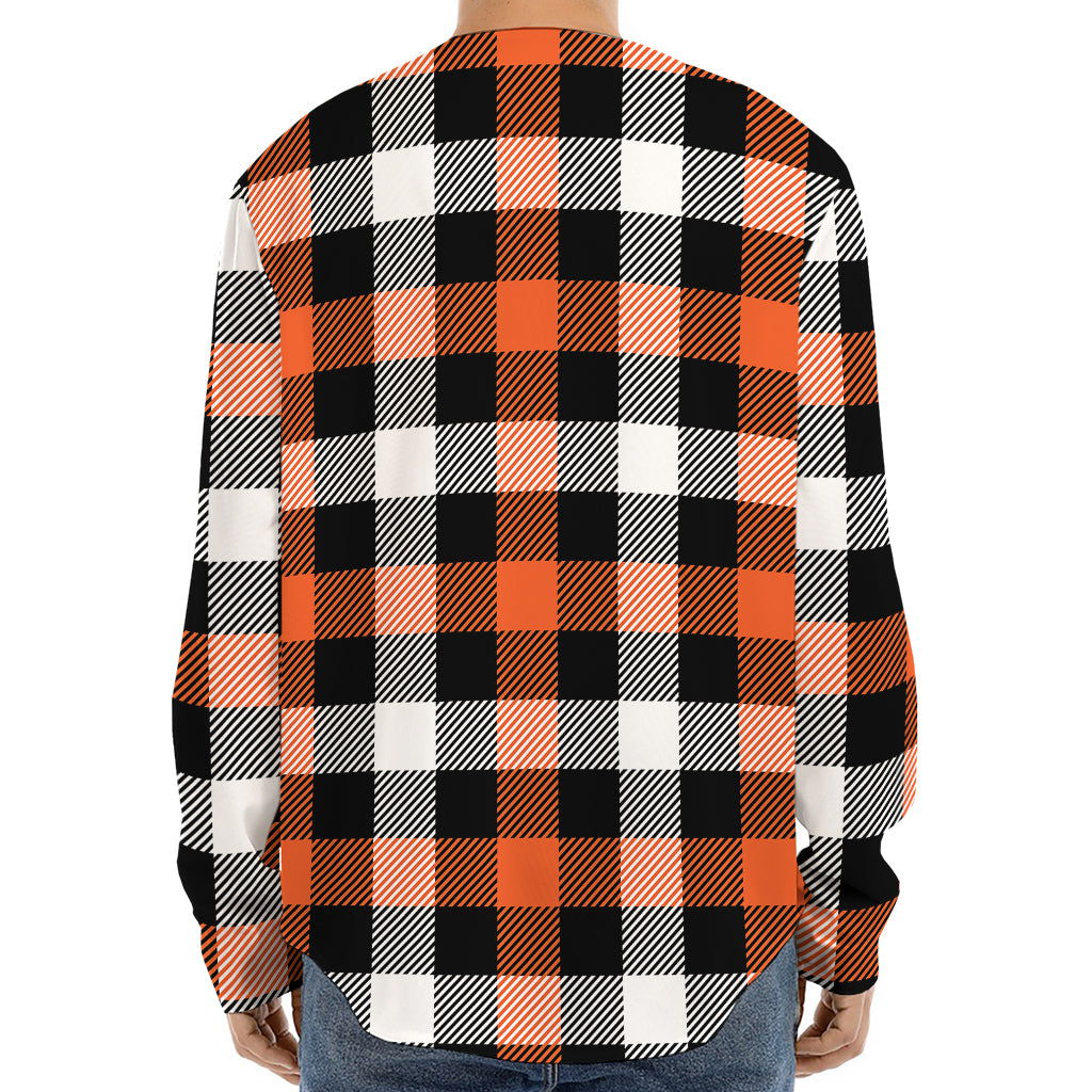 Halloween Buffalo Plaid Pattern Print Long Sleeve Baseball Jersey