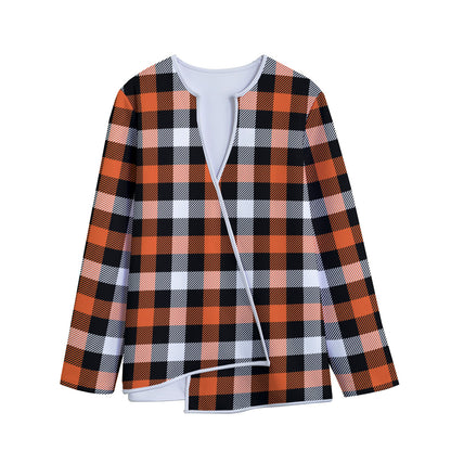Halloween Buffalo Plaid Pattern Print Long Sleeve Short Coat