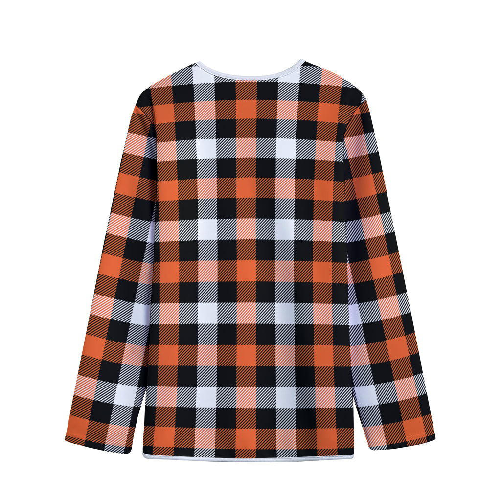 Halloween Buffalo Plaid Pattern Print Long Sleeve Short Coat