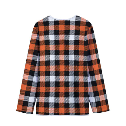 Halloween Buffalo Plaid Pattern Print Long Sleeve Short Coat