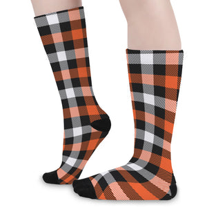 Halloween Buffalo Plaid Pattern Print Long Socks