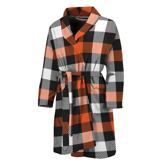 Halloween Buffalo Plaid Pattern Print Men's Bathrobe