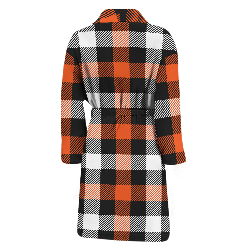 Halloween Buffalo Plaid Pattern Print Men's Bathrobe