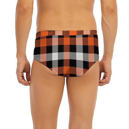 Halloween Buffalo Plaid Pattern Print Men's Briefs