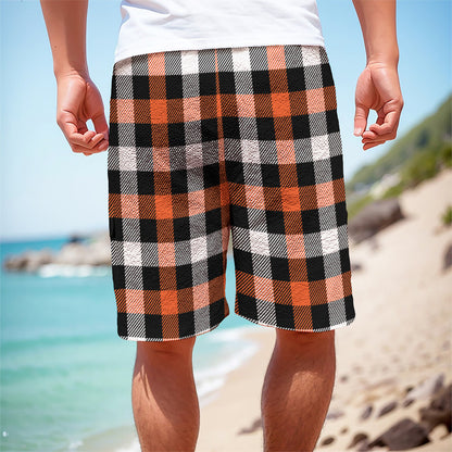 Halloween Buffalo Plaid Pattern Print Men's Cargo Shorts