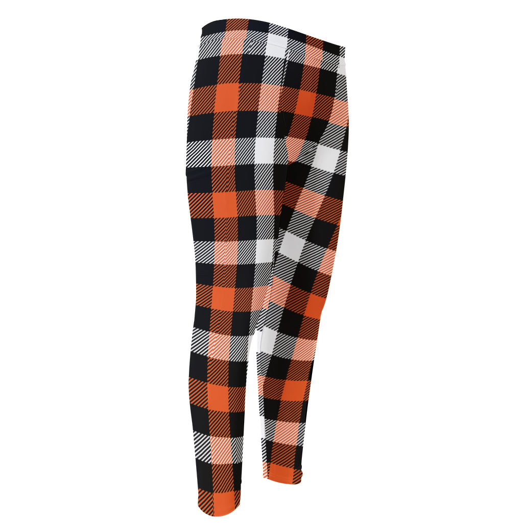 Halloween Buffalo Plaid Pattern Print Men's Compression Pants