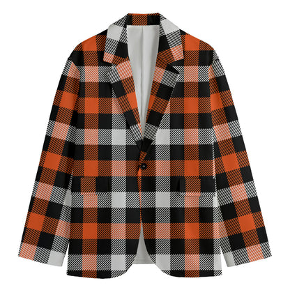 Halloween Buffalo Plaid Pattern Print Men's Cotton Blazer