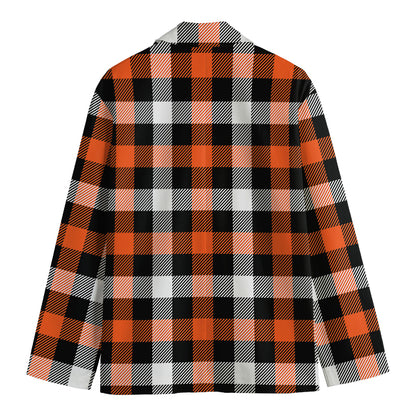 Halloween Buffalo Plaid Pattern Print Men's Cotton Blazer