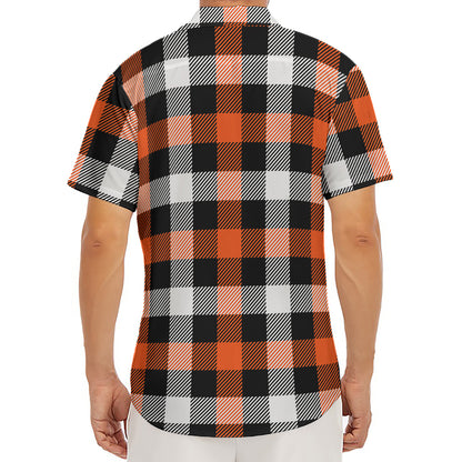 Halloween Buffalo Plaid Pattern Print Men's Deep V-Neck Shirt