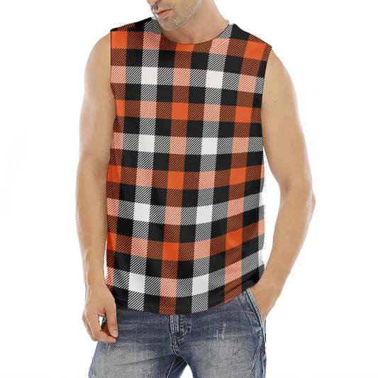 Halloween Buffalo Plaid Pattern Print Men's Fitness Tank Top