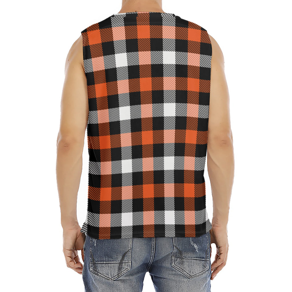 Halloween Buffalo Plaid Pattern Print Men's Fitness Tank Top