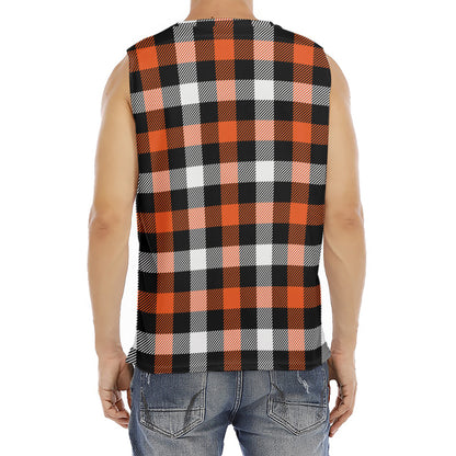 Halloween Buffalo Plaid Pattern Print Men's Fitness Tank Top