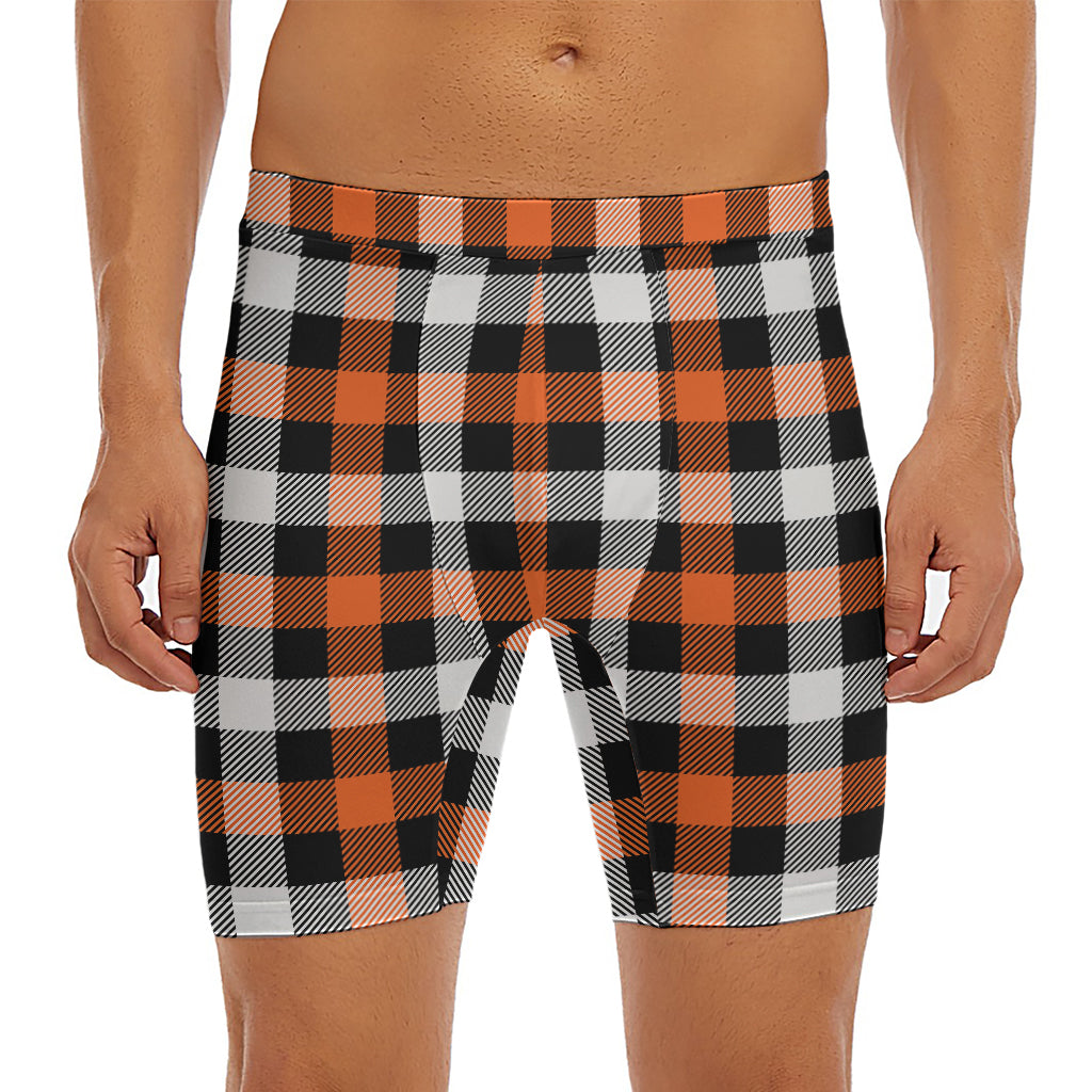 Halloween Buffalo Plaid Pattern Print Men's Long Boxer Briefs
