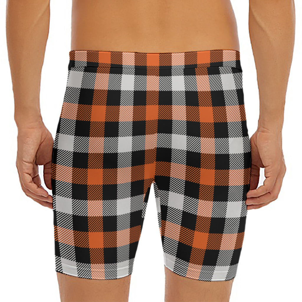 Halloween Buffalo Plaid Pattern Print Men's Long Boxer Briefs