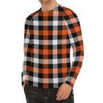 Halloween Buffalo Plaid Pattern Print Men's Long Sleeve Rash Guard