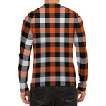Halloween Buffalo Plaid Pattern Print Men's Long Sleeve Rash Guard