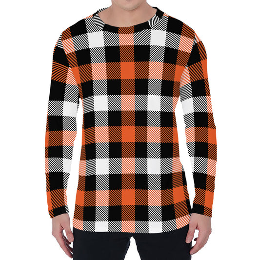 Halloween Buffalo Plaid Pattern Print Men's Long Sleeve T-Shirt