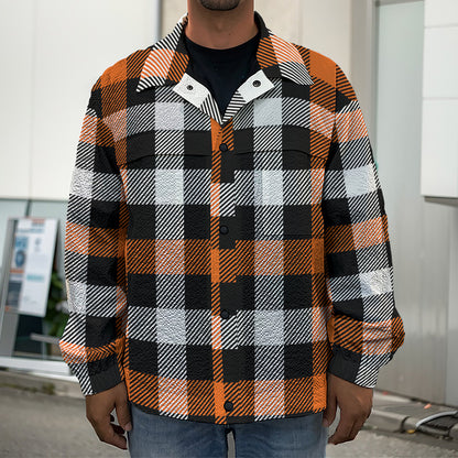 Halloween Buffalo Plaid Pattern Print Men's Shirt Jacket
