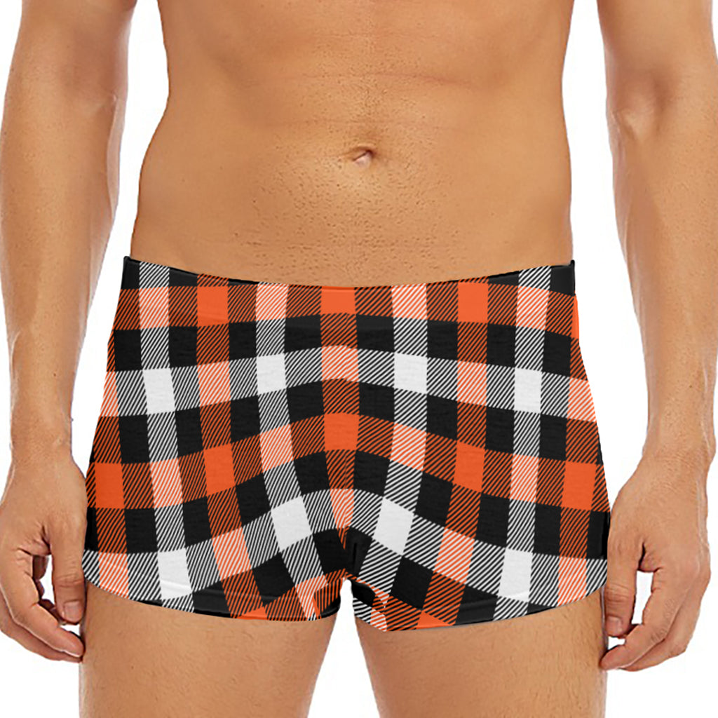 Halloween Buffalo Plaid Pattern Print Men's Short Boxer Briefs