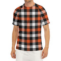 Halloween Buffalo Plaid Pattern Print Men's Short Sleeve Rash Guard