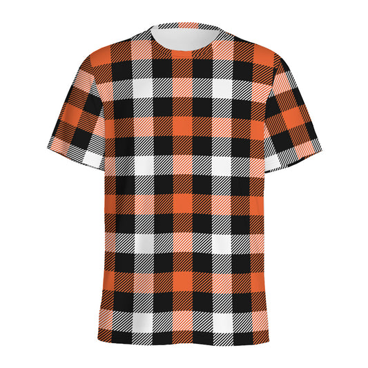 Halloween Buffalo Plaid Pattern Print Men's Sports T-Shirt