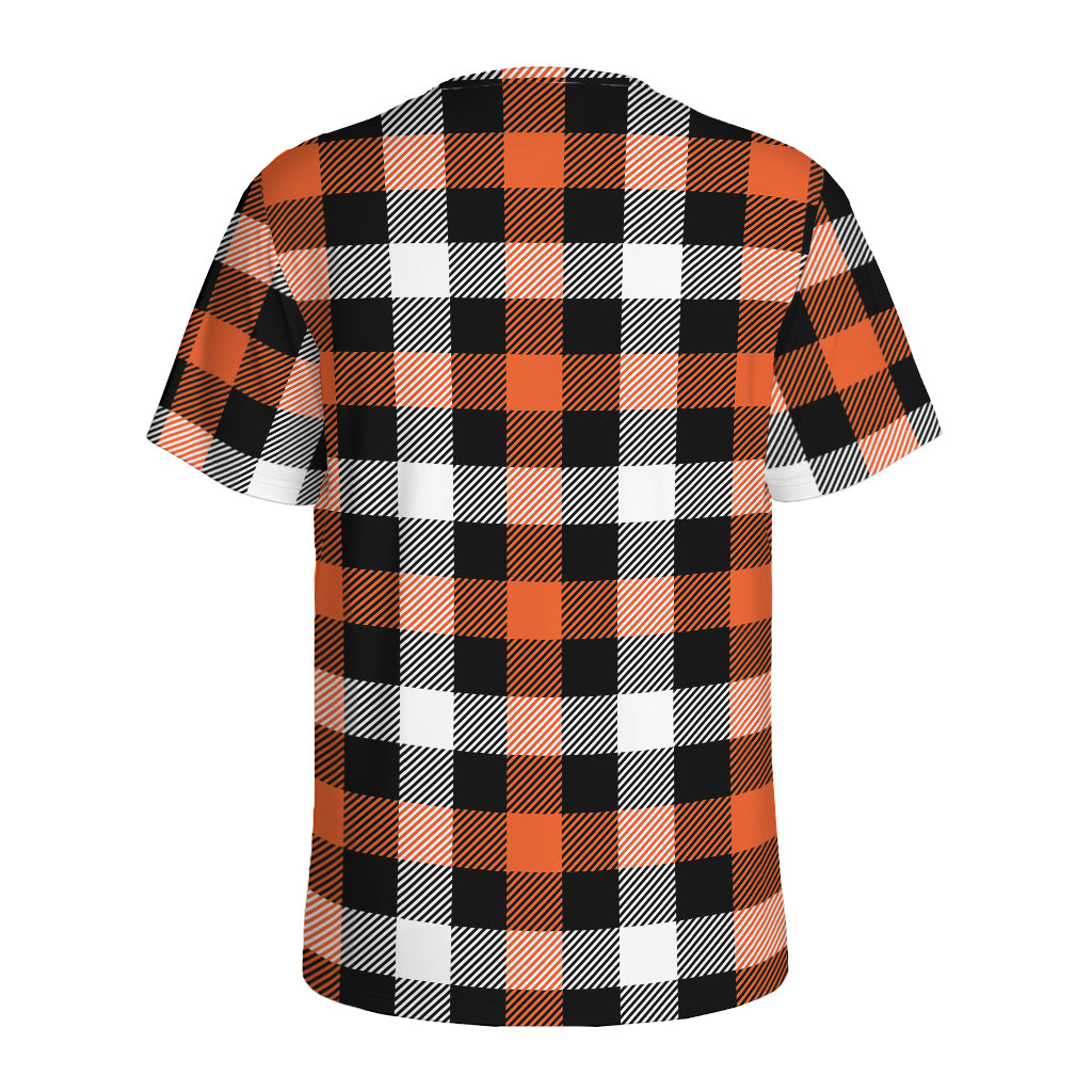 Halloween Buffalo Plaid Pattern Print Men's Sports T-Shirt