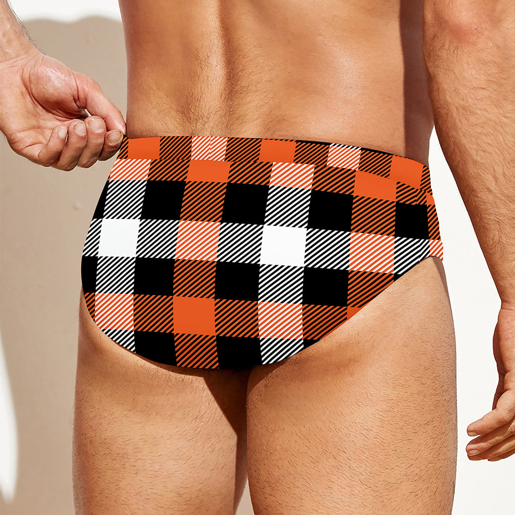 Halloween Buffalo Plaid Pattern Print Men's Swim Briefs