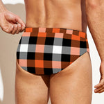Halloween Buffalo Plaid Pattern Print Men's Swim Briefs