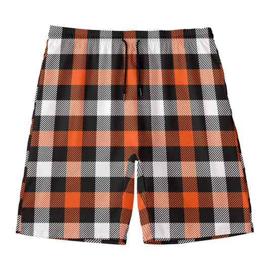 Halloween Buffalo Plaid Pattern Print Men's Swim Trunks