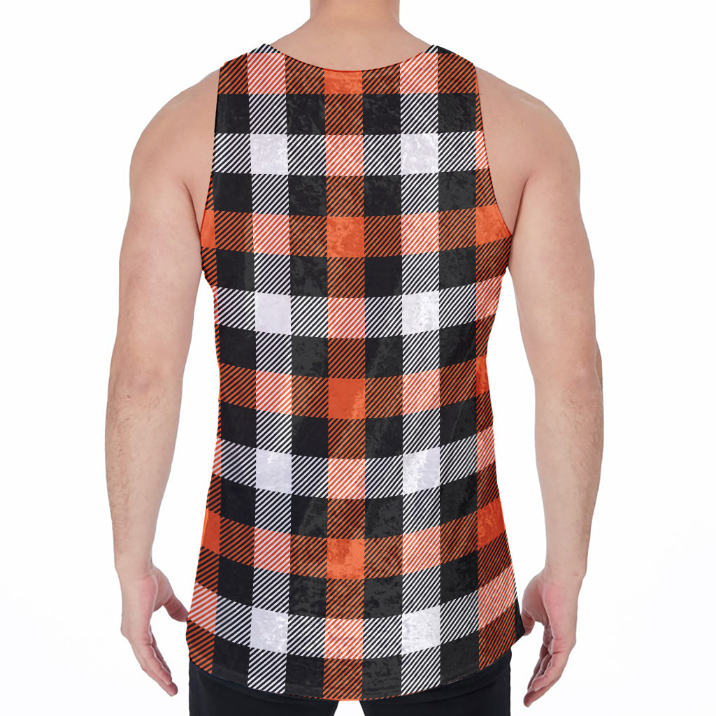 Halloween Buffalo Plaid Pattern Print Men's Velvet Tank Top