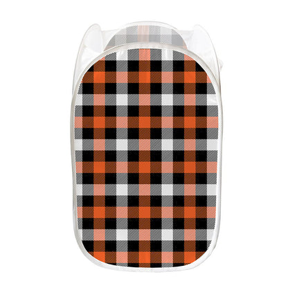 Halloween Buffalo Plaid Pattern Print Mesh Laundry Hamper