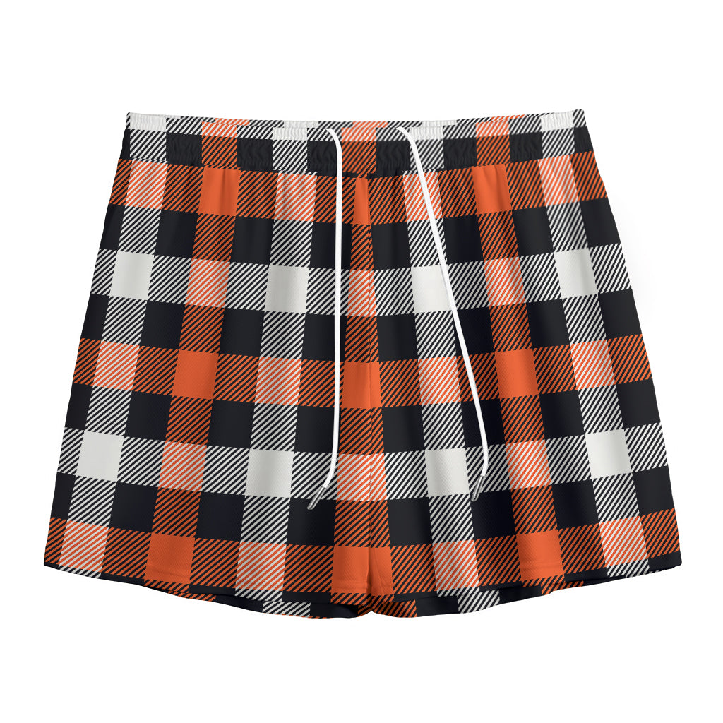 Halloween Buffalo Plaid Pattern Print Mesh Shorts
