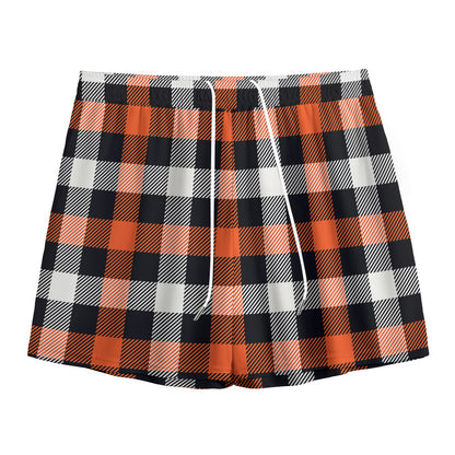 Halloween Buffalo Plaid Pattern Print Mesh Shorts