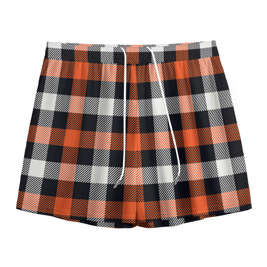 Halloween Buffalo Plaid Pattern Print Mesh Shorts
