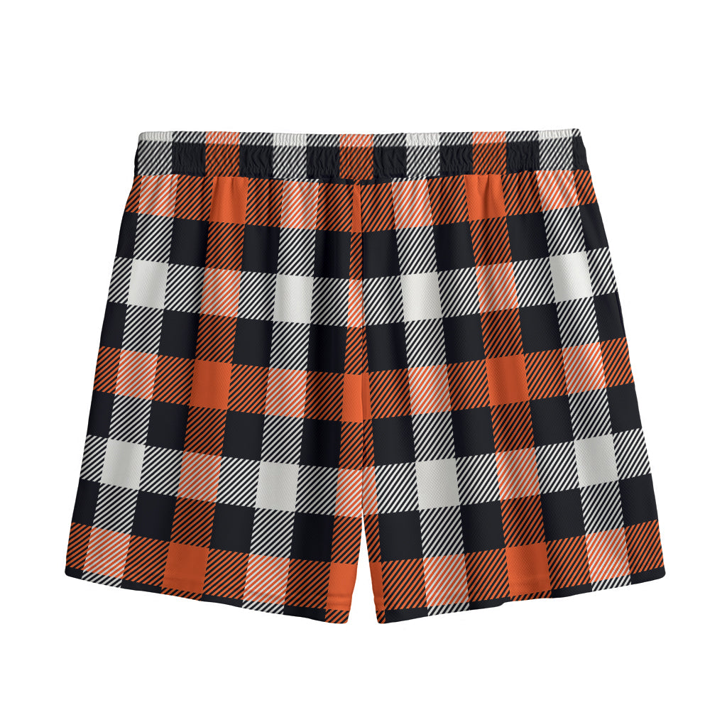 Halloween Buffalo Plaid Pattern Print Mesh Shorts