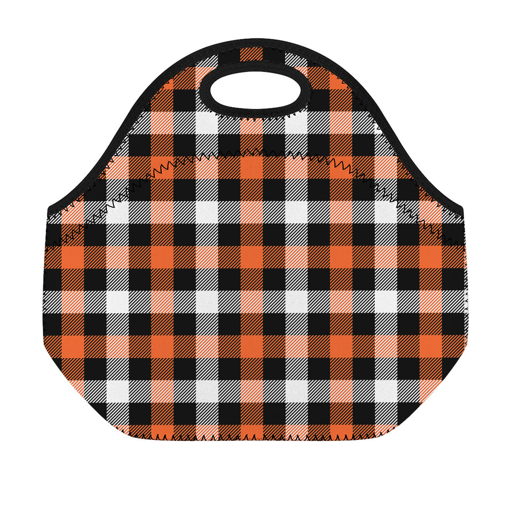 Halloween Buffalo Plaid Pattern Print Neoprene Lunch Bag