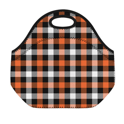 Halloween Buffalo Plaid Pattern Print Neoprene Lunch Bag