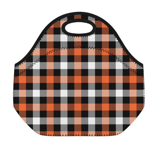Halloween Buffalo Plaid Pattern Print Neoprene Lunch Bag
