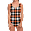 Halloween Buffalo Plaid Pattern Print One Piece Swimsuit