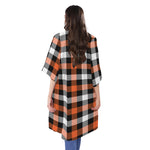 Halloween Buffalo Plaid Pattern Print Open Front Beach Cover Up