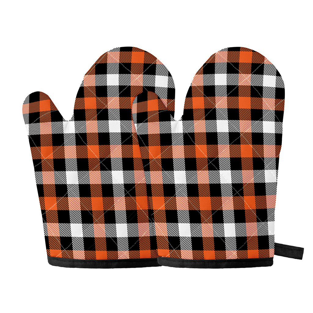 Halloween Buffalo Plaid Pattern Print Oven Mitts
