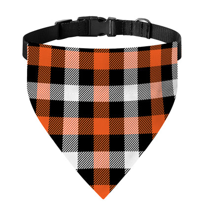Halloween Buffalo Plaid Pattern Print Over The Collar Dog Bandana
