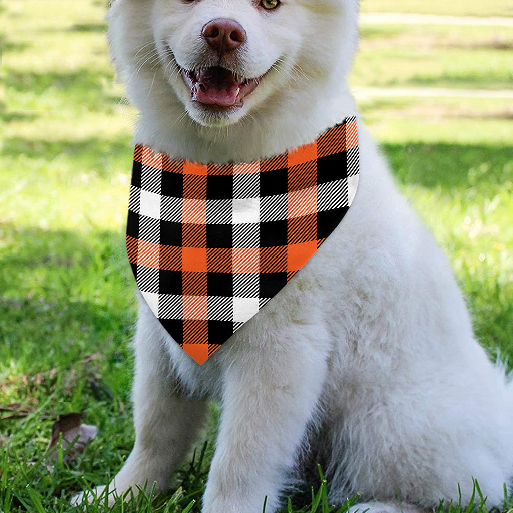 Halloween Buffalo Plaid Pattern Print Over The Collar Dog Bandana