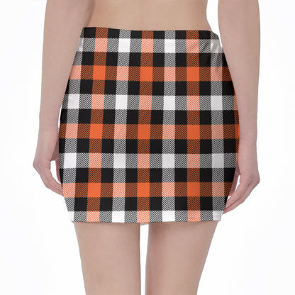 Halloween Buffalo Plaid Pattern Print Pencil Mini Skirt