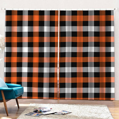 Halloween Buffalo Plaid Pattern Print Pencil Pleat Curtains