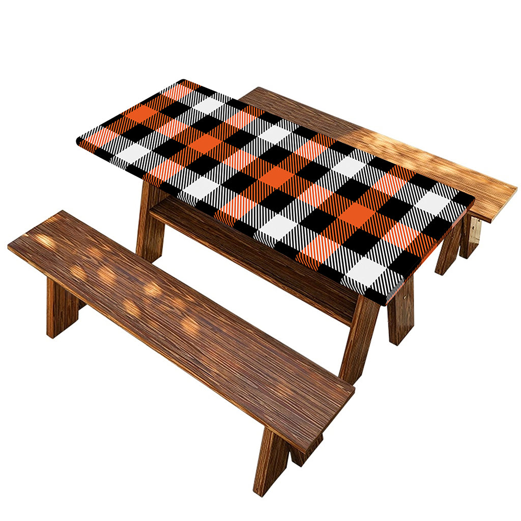 Halloween Buffalo Plaid Pattern Print Picnic Table Cover