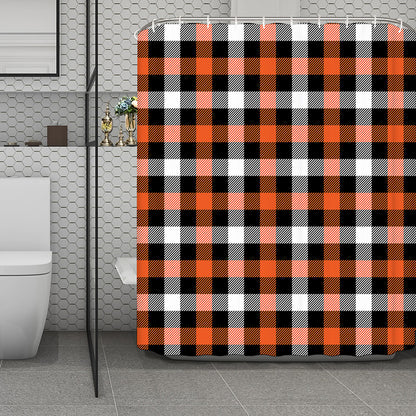 Halloween Buffalo Plaid Pattern Print Polyester Shower Curtain