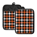 Halloween Buffalo Plaid Pattern Print Pot Holders With Pocket